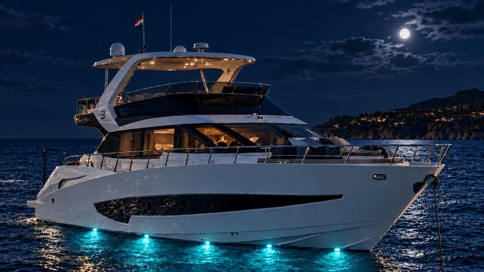 Baltra B75 at night with underwater lights