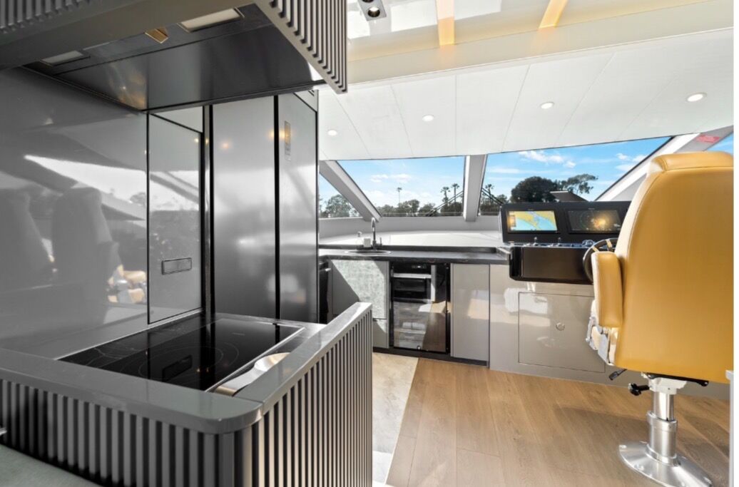 Baltra B75 galley and helm station